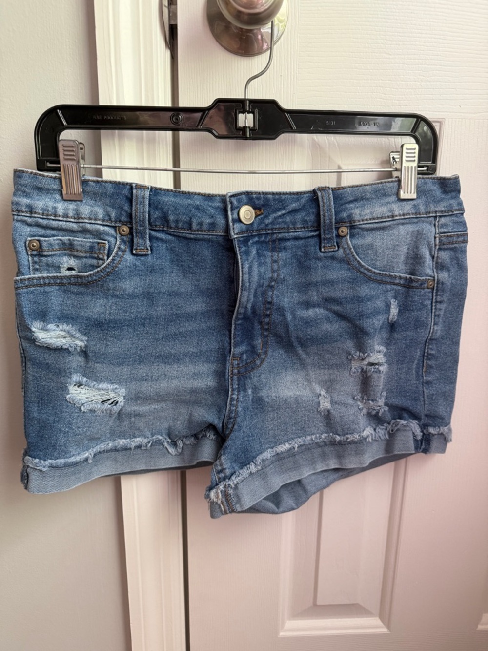 Ripped Jean Shorts with Pockets